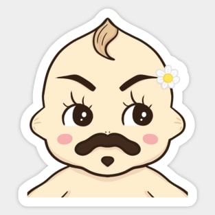 Mustache Kewpie Sticker